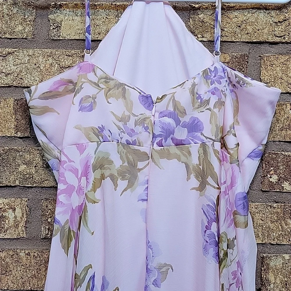 Lulus Romantic Marvel Floral Print Halter Neck Maxi Dress Size XL NWT - Picture 10 of 12